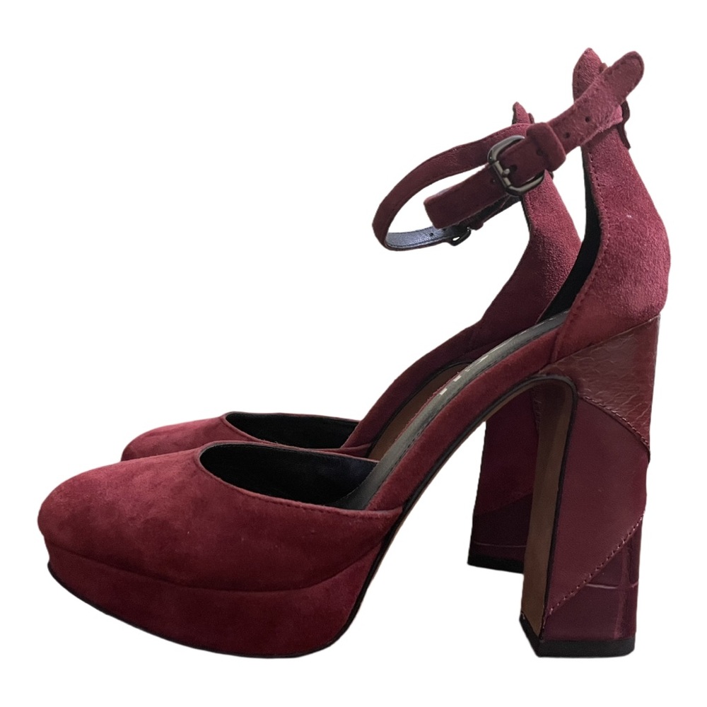 COACH Suede Platform Color Block Chunky Heels size 5.5 - Picture 2 of 16